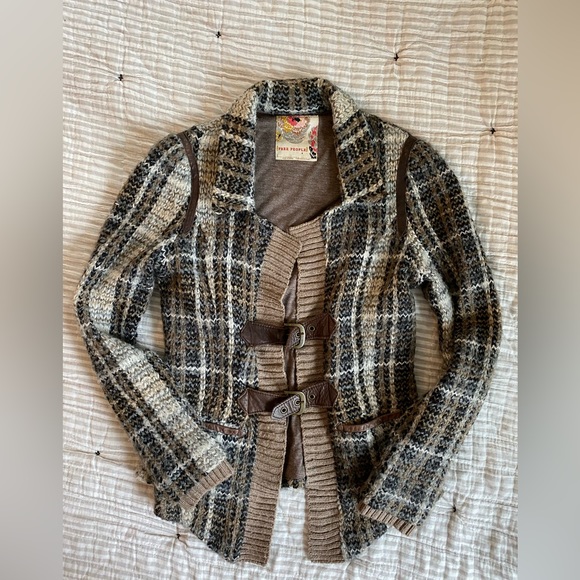 Free People Sweaters - Free people cardigan with leather and metal buckle details